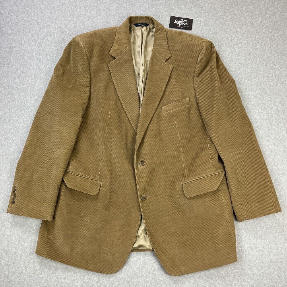 Brooks Brothers Corduroy Blazer Mens 48L Long Brown Two Button Sport Coat Jacket - Picture 1 of 15